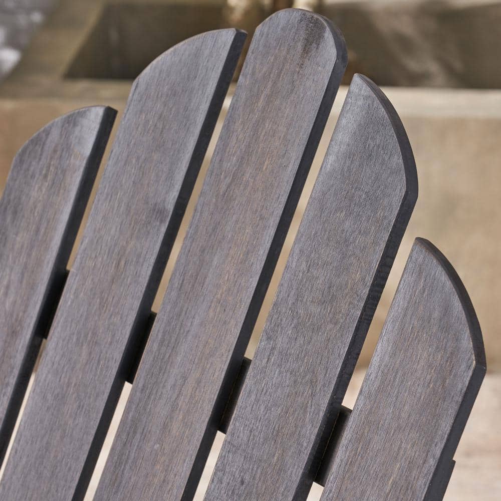 Farmhouse Dark Gray Wooden Rocker Armchair with Foldable Design