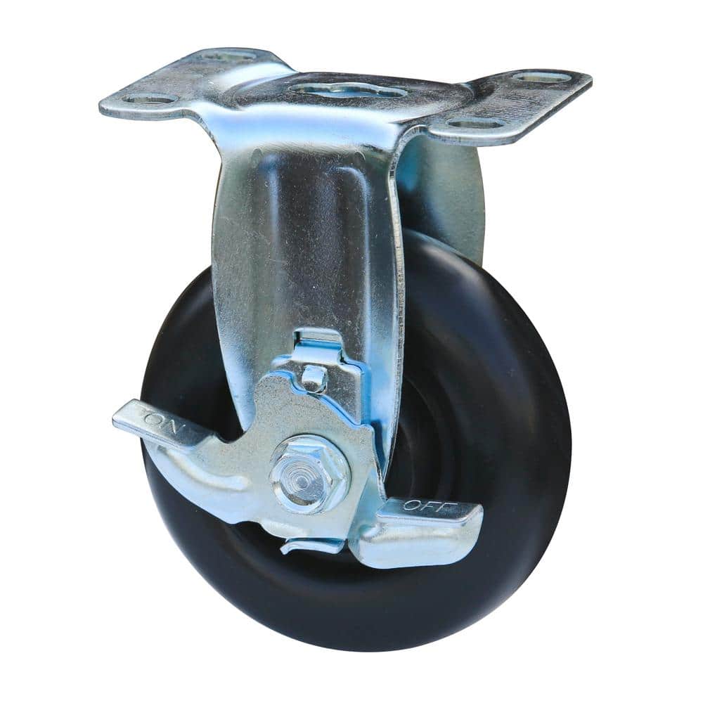 Black 4-Inch Swivel Plate Casters with Polypropylene Wheels