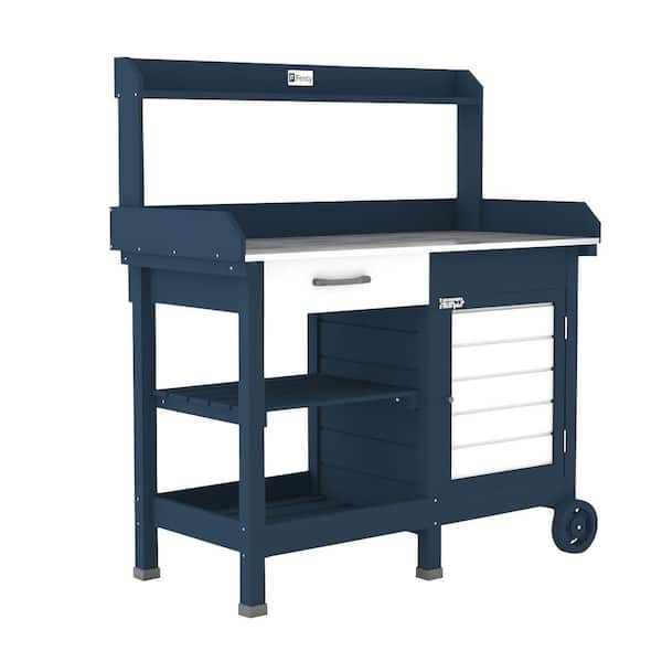 Dovelina 44 in. x 18 in. x 49 in. Wooden Potting Bench Table with Drawer and Cabinet