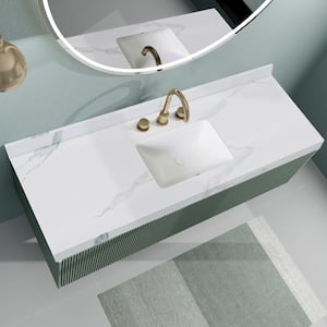 Elpida 61 in. W x 22 in. D Engineered Composite White Rectangular Single Sink Vanity Top in White