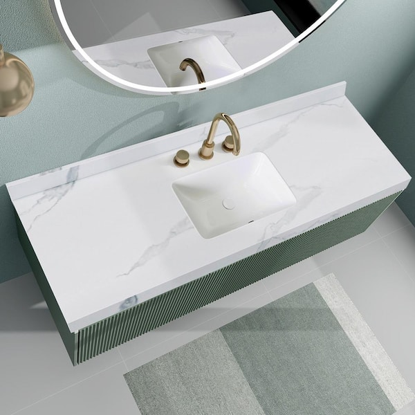 SJ STAR&JANE Elpida 61 in. W x 22 in. D Engineered Composite White Rectangular Single Sink Vanity Top in White