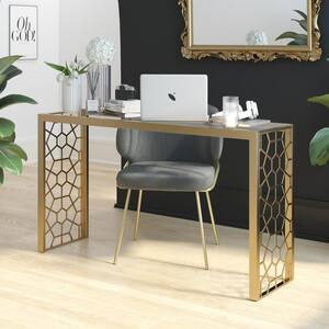 Juliette 54 in. Gold Rectangle Glass Top Metal Console Table