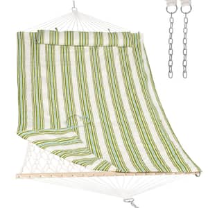 10-15 ft. Portable Hammock With Detachable Pad and Pillow, Green and Beige