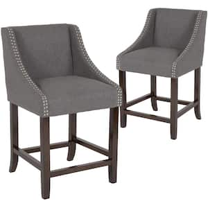 36 in. Dark Gray Fabric Bar Stool (Set of 2)