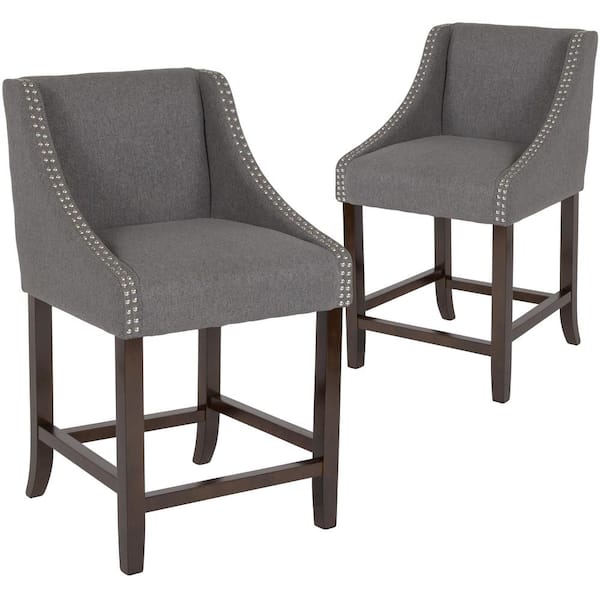 Carnegy Avenue 36 in. Dark Gray Fabric Bar Stool (Set of 2)