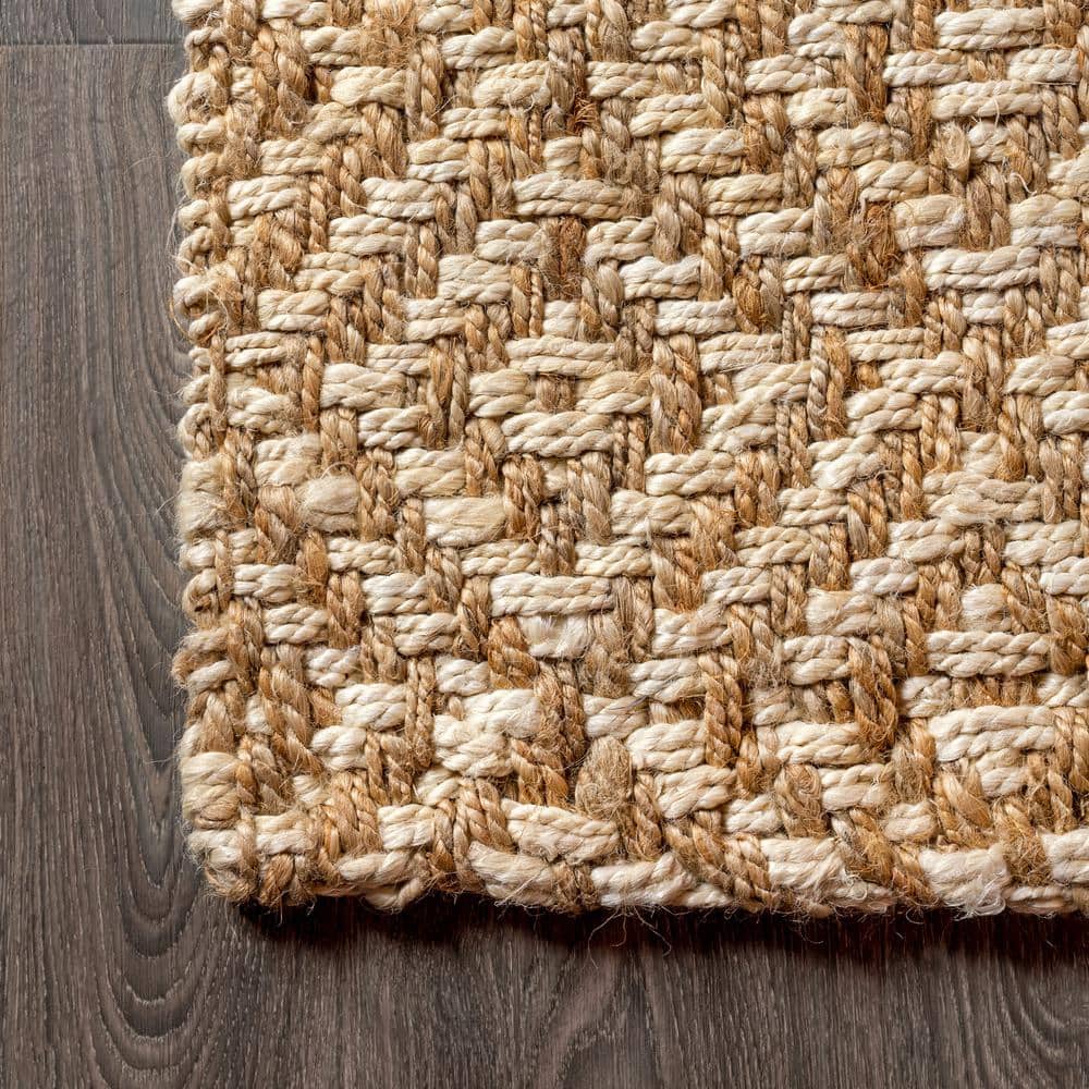Hira Handwoven Natural Jute Diamond Pattern Area Rug