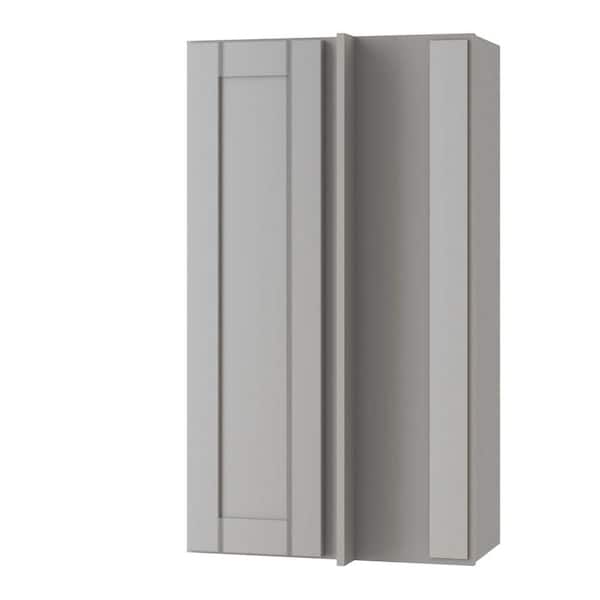 Home Decorators Collection Washington Veiled Gray Plywood Shaker Assembled Blind Corner Kitchen Cabinet Sft Cls Right 24 in W x 12 in D x 42 in H