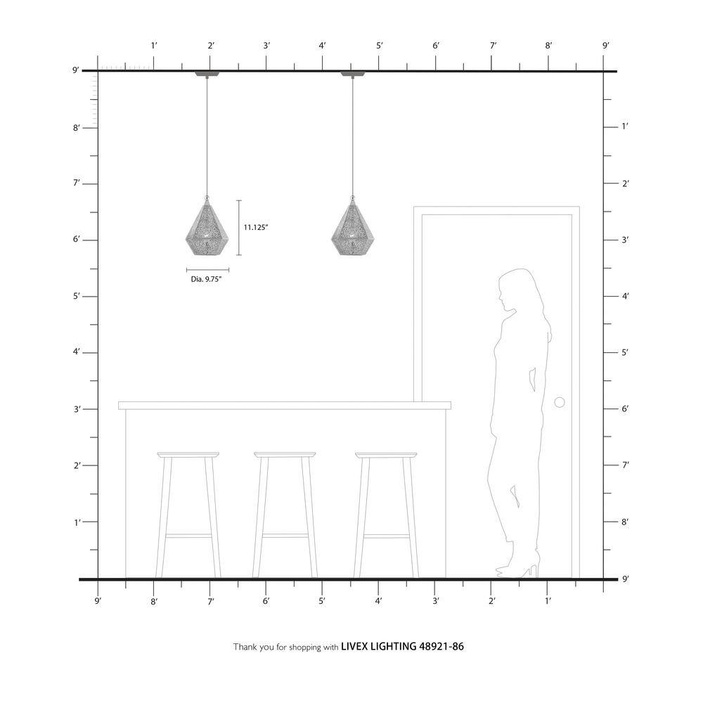 Rose Gold Filigree Metal Indoor/Outdoor LED Pendant Light