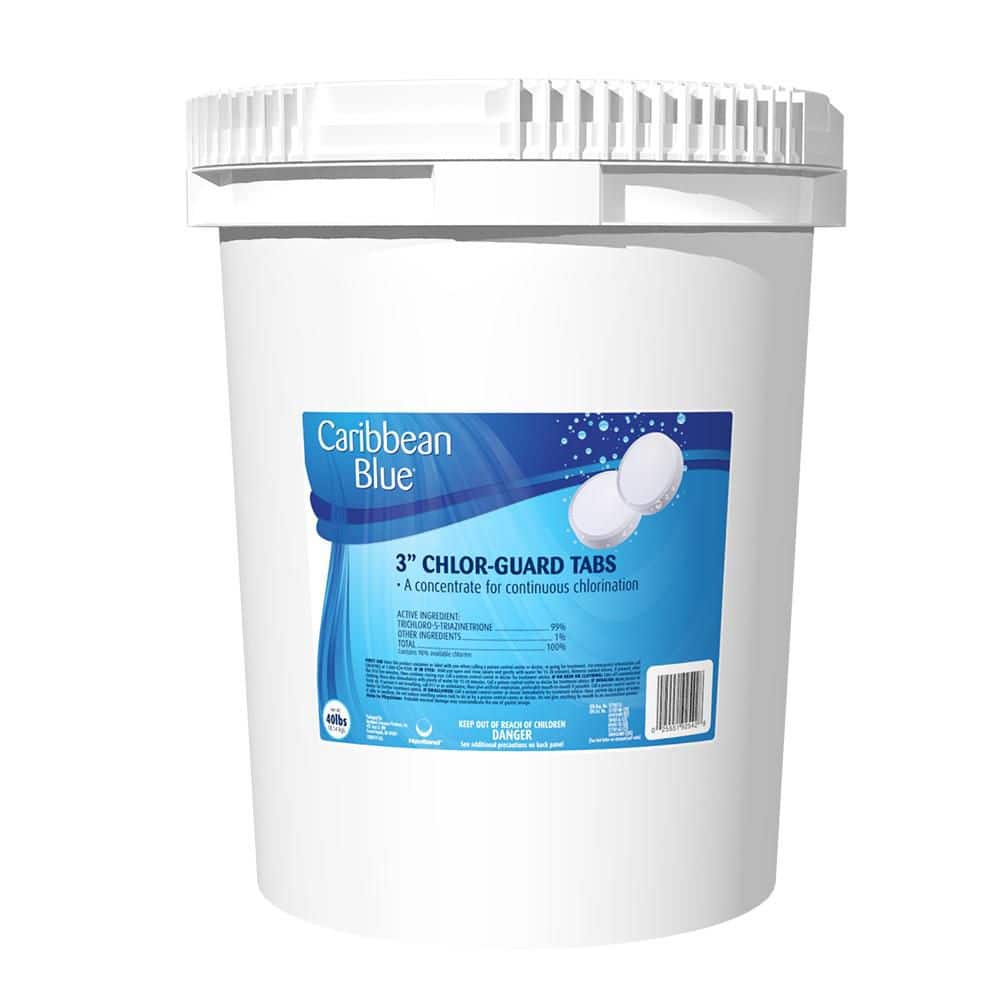 CARIBBEAN BLUE 40 lbs. 3 in. Chlor-Guard Pool Tablets C008273-PL40 ...