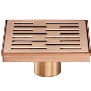 6 in. Square Stainless Steel Drain Shower with Slot Pattern in Rose Gold