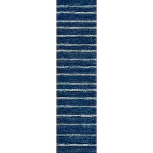 Williamsburg Minimalist Stripe Navy/Cream 2 ft. x 8 ft. Runner Rug