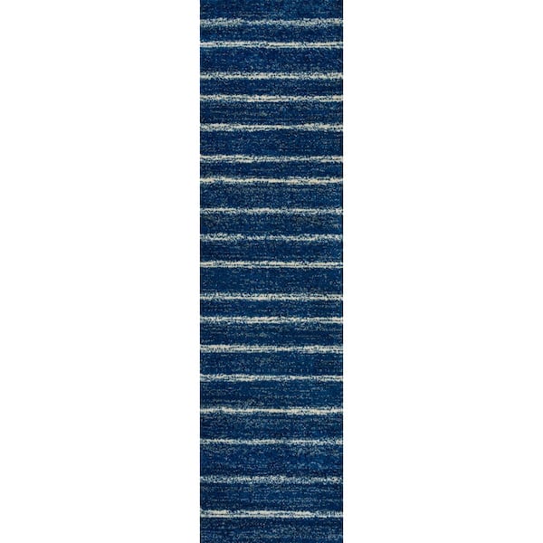 Williamsburg Minimalist Stripe Navy/Cream 2 ft. x 8 ft. Runner Rug