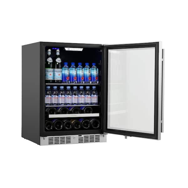 Signature 24 in. 84-Can and 13-Bottle Stainless Steel Single Door Single Zone Built-In Beverage and Wine Cooler