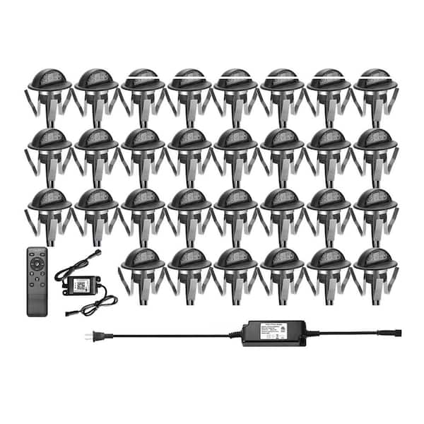 20PCS RGB Half Moon Recessed Deck Lights Kit Black Waterproof LED Steps Lighting with Smartphone APP Control