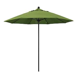 9 ft. Black Aluminum Commercial Market Patio Umbrella with Fiberglass Ribs and Push Lift in Spectrum Cilantro Sunbrella