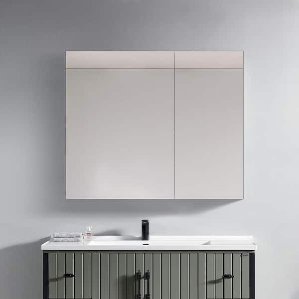36 in. W x 30 in. H Rectangular Aluminum Medicine Cabinet with Mirror Blum Hinges