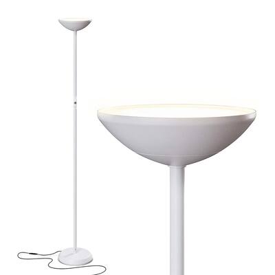 SkyLite 12 in. White Torchiere LED Floor Lamp with 3 Brightness Settings
