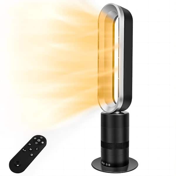 GVODE 32 in. Space Heater Bladeless Tower Fan, Heater and Fan Combo, 9H Timer 10 Speeds, Remote Control, Black