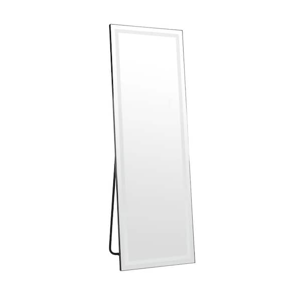 21" W x 65" H. LED Mirror Full Length Mirror with Lights Wide Standing Tall Full Size Black Mirror Big Lighted Mirror.