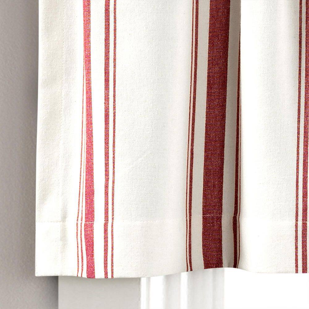 Red and White Striped Cotton Rod Pocket Window Valance