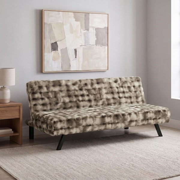 Brixton 3 Position Convertible 66.5 in. Brown Polyester Twin Size Futon Chair