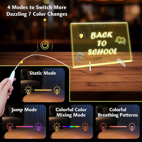 LED Note Board with Colors, 13.8 x 10 in. 4-Modes & 7-Colors
