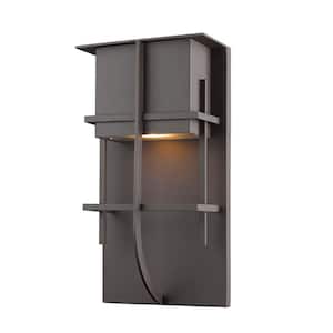 Stillwater 14-Watt 14.75 in. Bronze Integrated LED Aluminum Hardwired Outdoor Weather Resistant Barn Wall Sconce Light