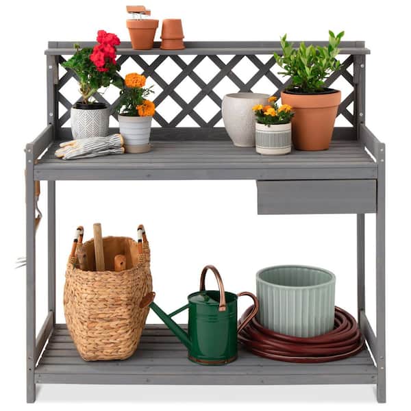 44 in. W x 20 in. D x 45 in. H Gray Potting Bench