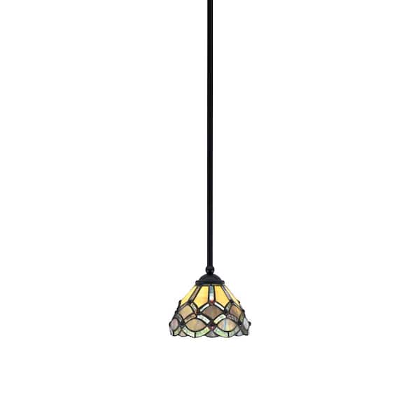 Unbranded Clevelend 100-Watt 1-Light Black Pendant Mini Pendant Light with Grand Merlot Art Glass Shade Light Bulb Not Included