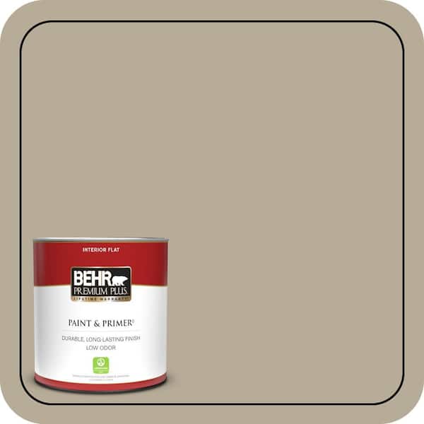 BEHR PREMIUM PLUS 1 qt. #N310-4 Desert Khaki Flat Low Odor Interior Paint & Primer