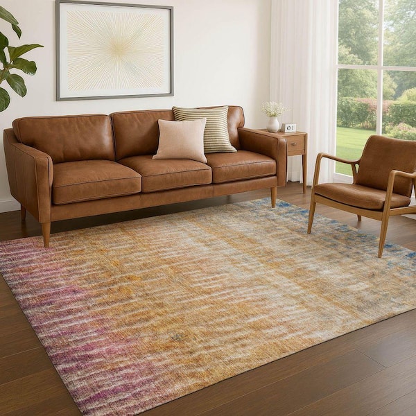 Chantille Machine Washable Indoor/Outdoor Abstract ACN2317 Orange 8 ft. x 10 ft. Area Rug