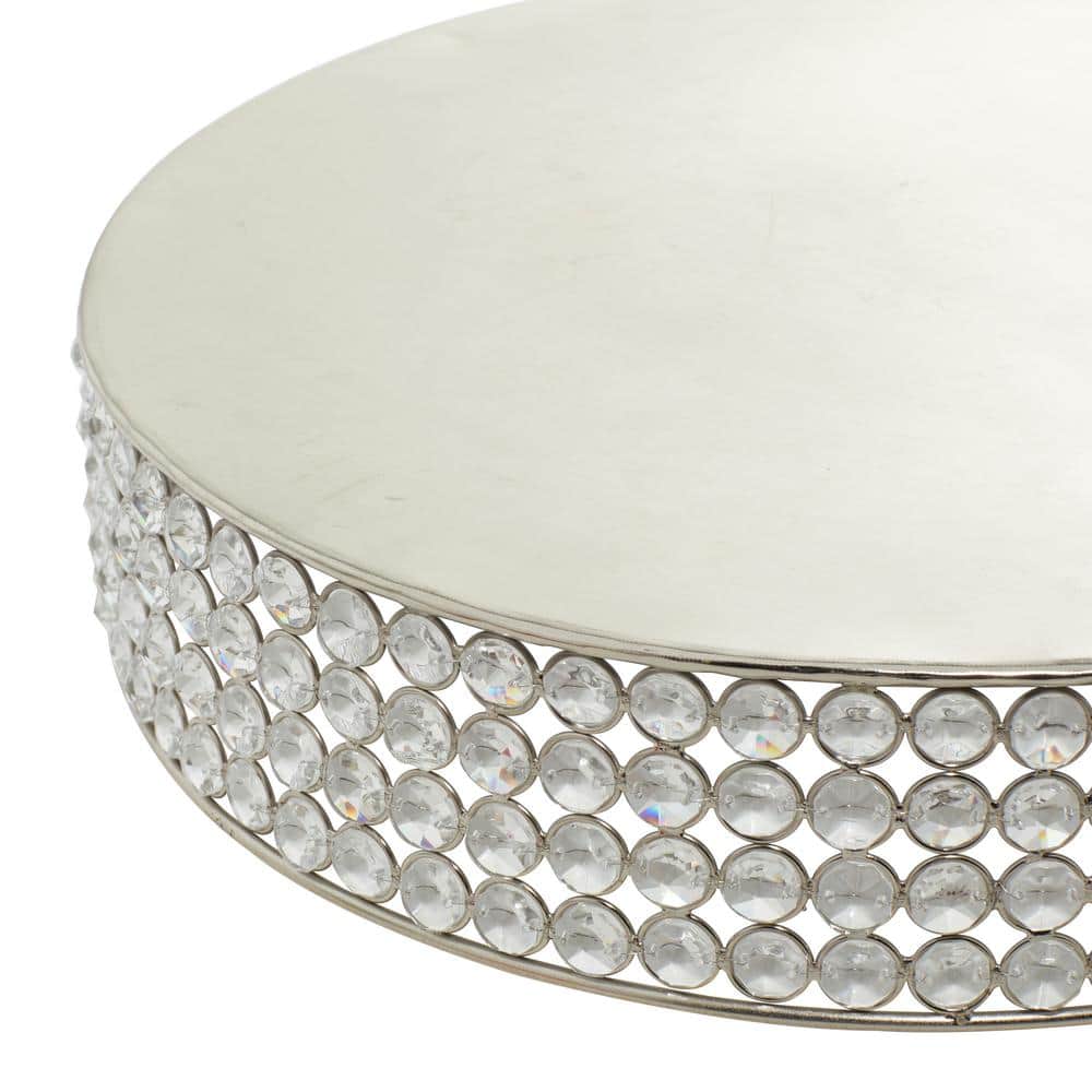 Silver Encrusted Iron Cake Stands with Crystal Beads, Set of 3