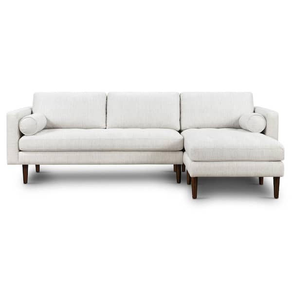 Poly and Bark Napa 104.5 in. Fabric Right-Facing Sectional Sofa in Bright Ash