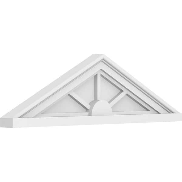Ekena Millwork 2 in. x 28 in. x 8 in. (Pitch 6/12) Peaked Cap 3-Spoke Architectural Grade PVC Pediment Moulding