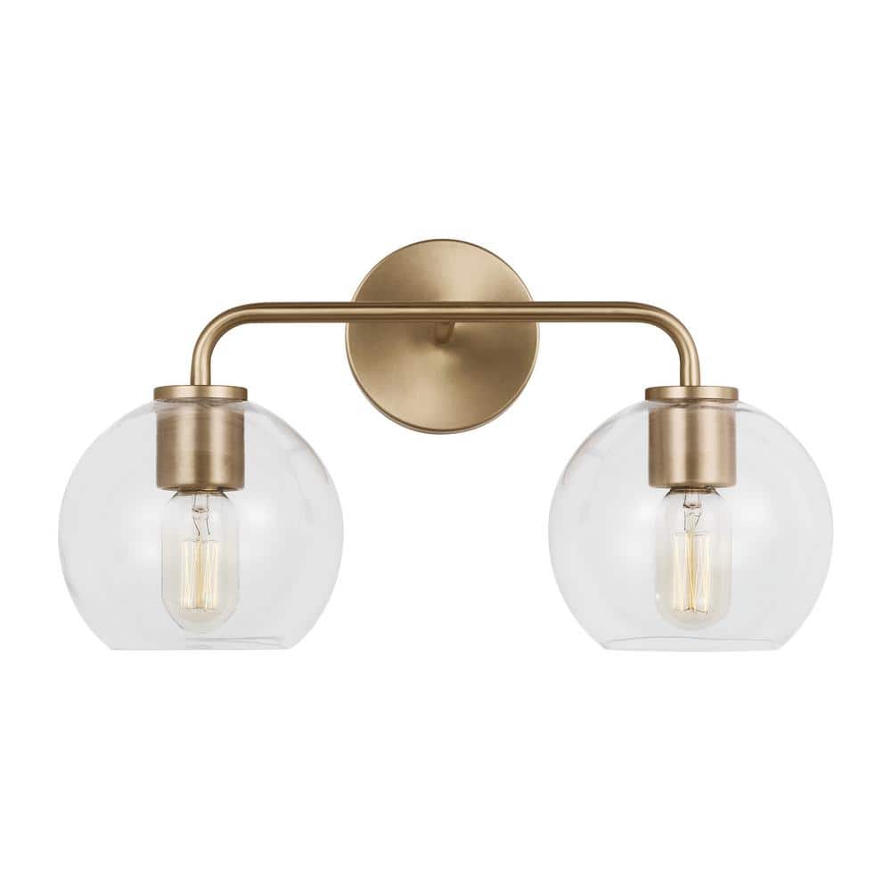 Generation Lighting Orley 17.5 in. 2-Light Satin Brass Bathroom Vanity Light  with Clear Glass Shades 4002502-848 - The Home Depot