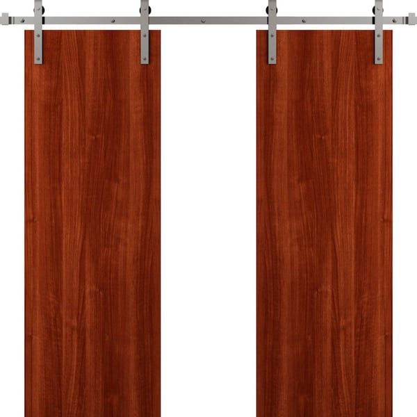 3011 84 in. x 96 in. Sold Core Walnut Franko Color Wood Sliding Barn Door with Hardware Kit