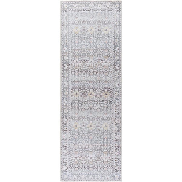 Our PNW Home Rainier Medium Gray Traditional 3 ft. x 12 ft. Indoor Machine-Washable Area Rug