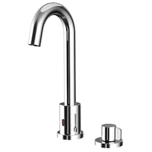 Sensorflo Gooseneck AC Powered Single Hole Touchless Bathroom Faucet with Manual Override and TMV in Polished Chrome