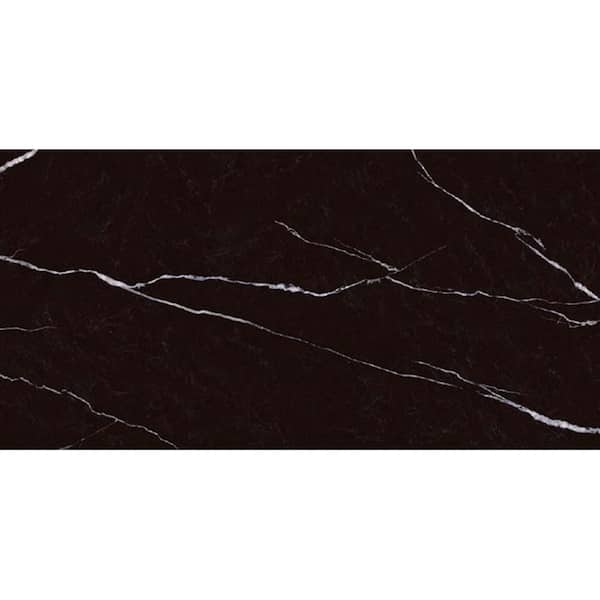 Apollo Tile Splendor Black 4 in. x 0.41 in. Polished Porcelain Rectangular Wall and Floor Sample Tile (0.14 Sq. ft./case) (1-pack)
