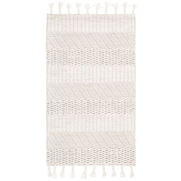 SAFAVIEH Natura 3 ft. x 5 ft. Ivory Basket Striped Solid Color Area Rug