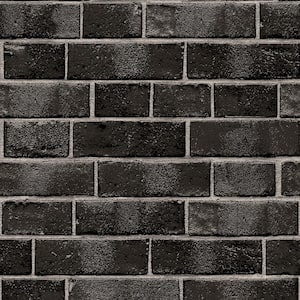 Brick Ebony Peel and Stick Wallpaper (Covers 28 sq. ft.)