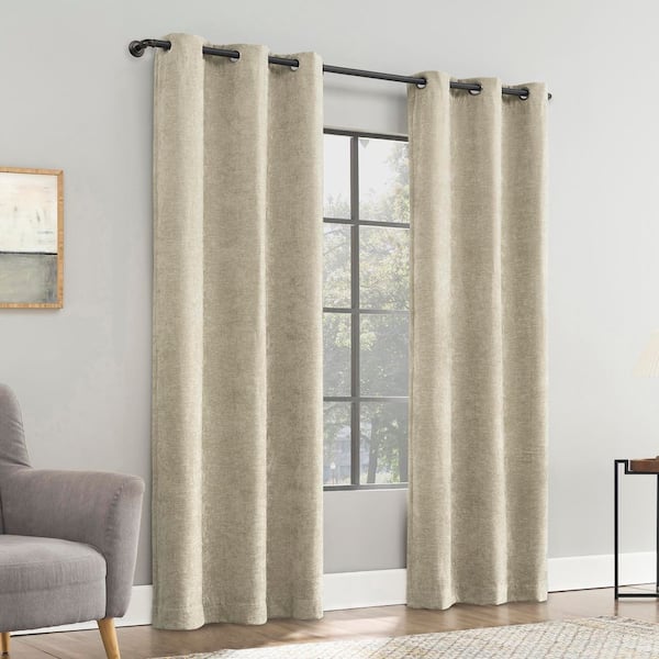 Isidora Velvet Magnetic Closure Taupe Polyester 40 in. W x 96 in. L Grommet 100% Blackout Curtain (Single Panel)