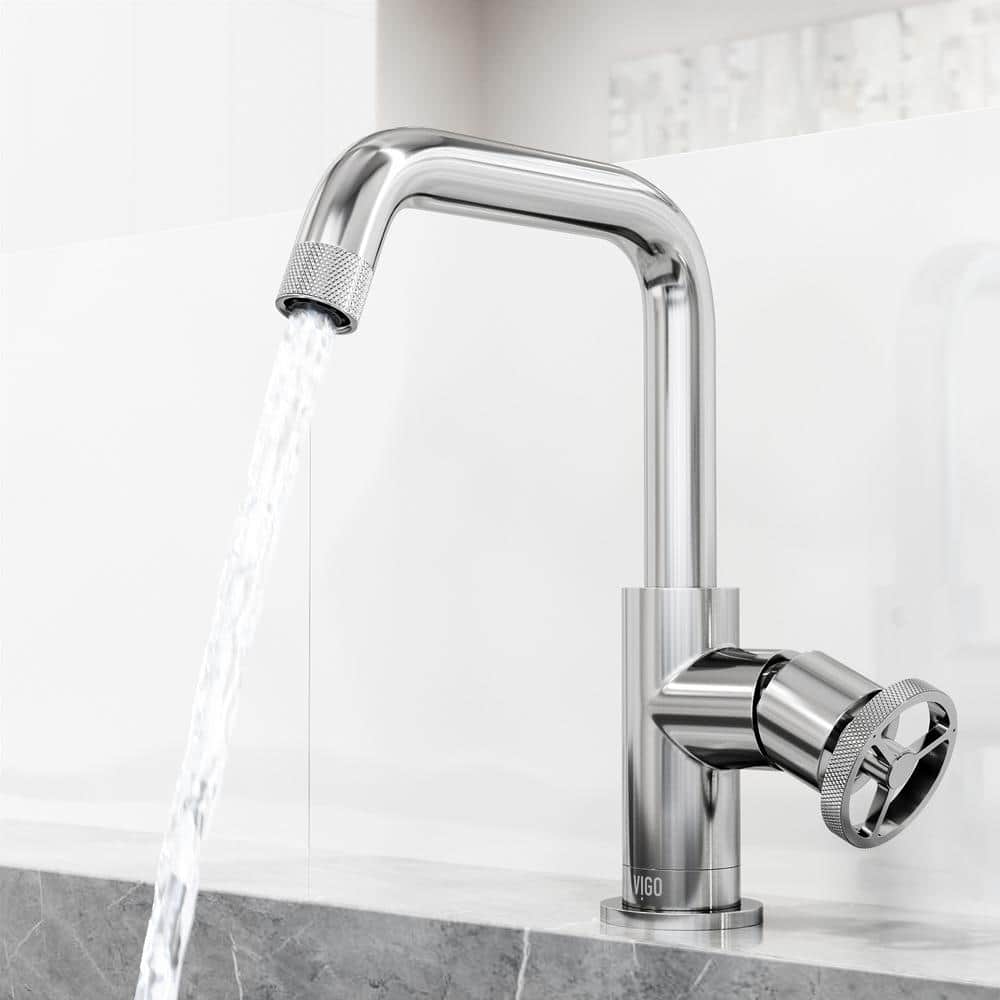 Cass Aerodynamic Wheel Handle Chrome Bathroom Faucet