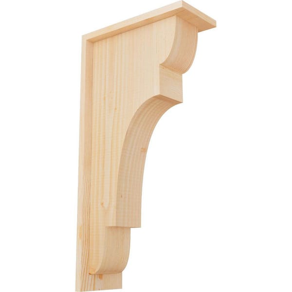 Ekena Millwork 5-1/2 in. x 12 in. x 24 in. Douglas Fir New Brighton Smooth Corbel with Backplate
