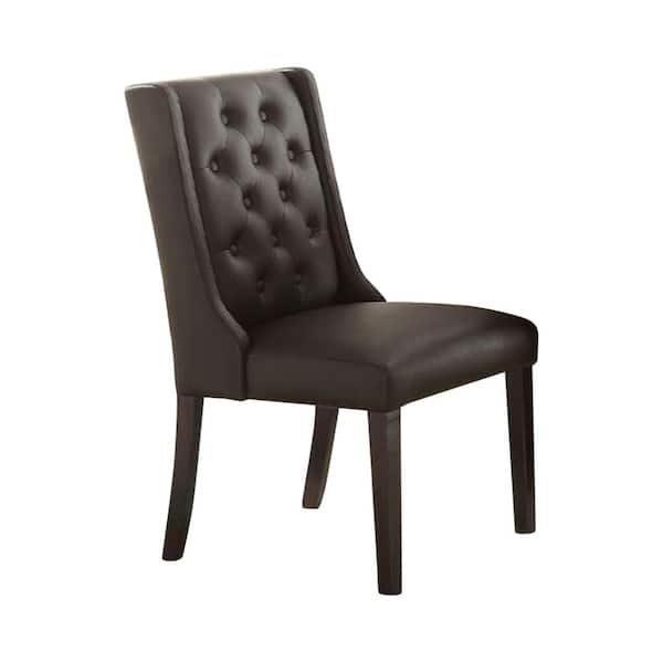 Benzara Dark Brown Button Tufted Royal Dining Chair (Set of 2)