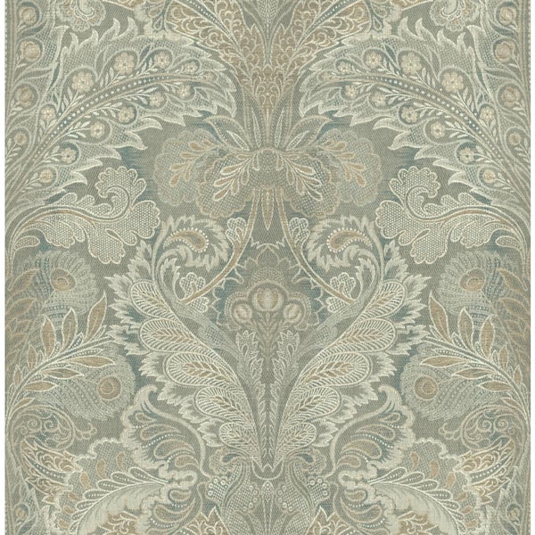 CASA MIA Oriental Damask Soft Green Paper Non Pasted Strippable Wallpaper Roll (Cover 56.00 sq. ft.)