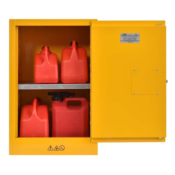 23 in. W x 35 in. H x 18 in. D Freestanding Cabinet 18 Gauge Flammable Liquid Safety Single-Door Storage Cabinet Yellow