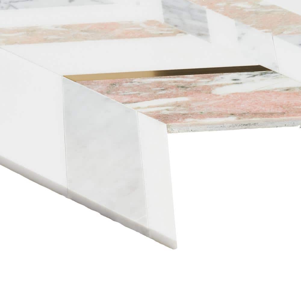 Xander 12" x 18" Polished Marble and Brass Chevron Wall Tile