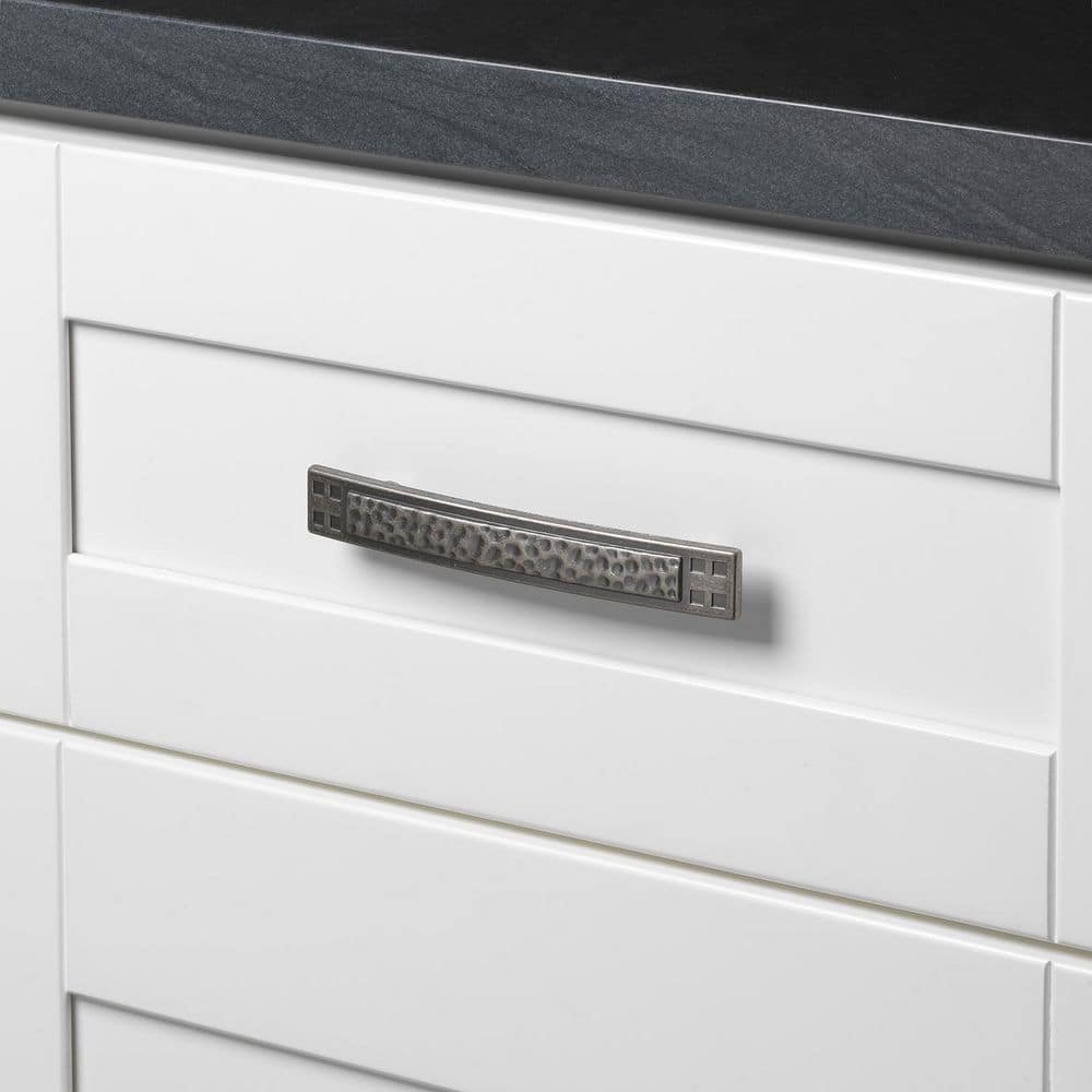 Weathered Nickel Hammered Cabinet Pull with Mounting Hardware