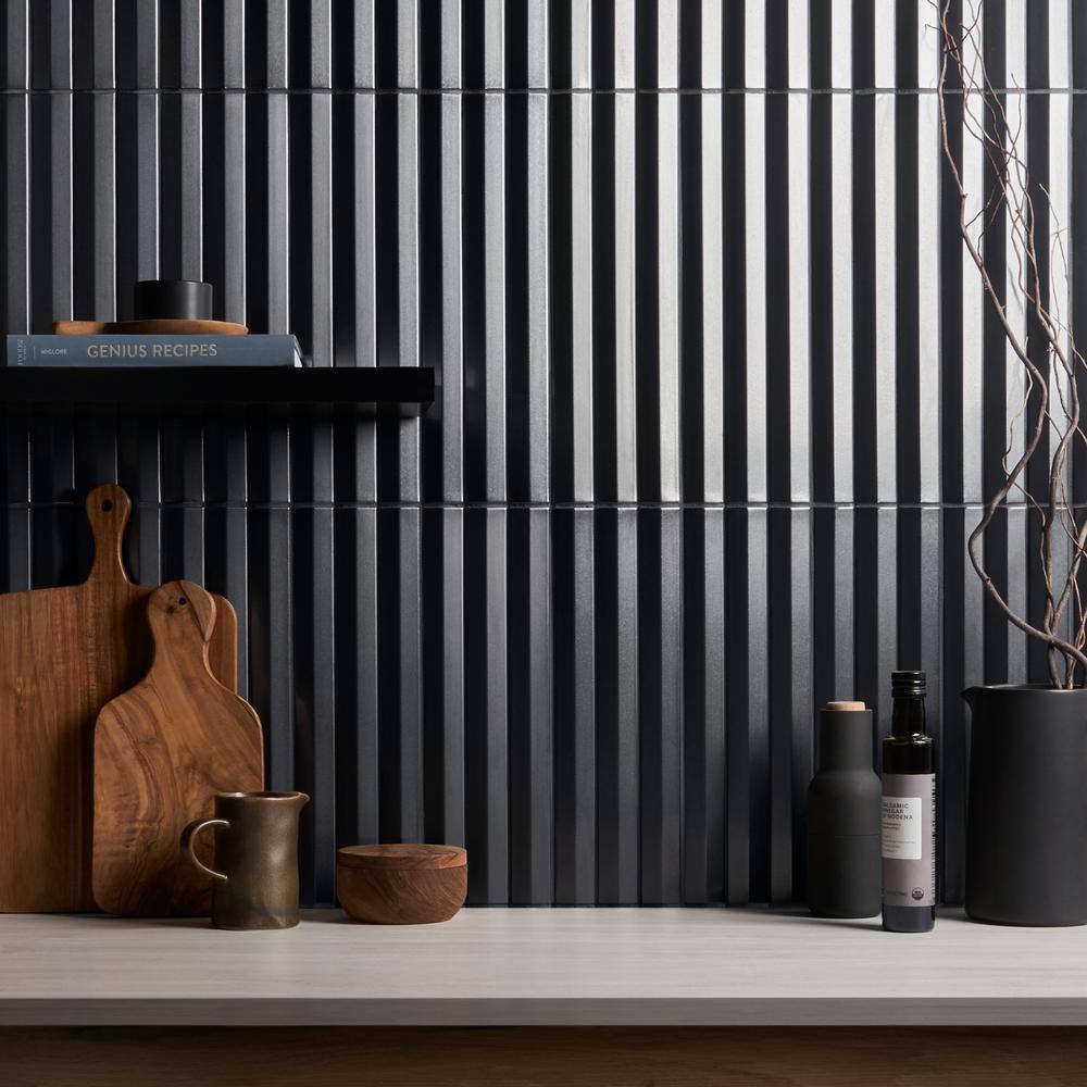 Apex 5" x 16" Gray 3D Polished Porcelain Wall Tile